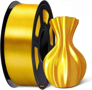 SUNLU Silk PLA Filament 1.75mm, Neatly Wound Shiny PLA 3D Printer Filament, Dimensional Accuracy  /- 0.02mm, Fit Most 3D Printers, Good Vacuum Packaging, 1kg Spool(2.2lbs), 330 Meters, Silky Gold