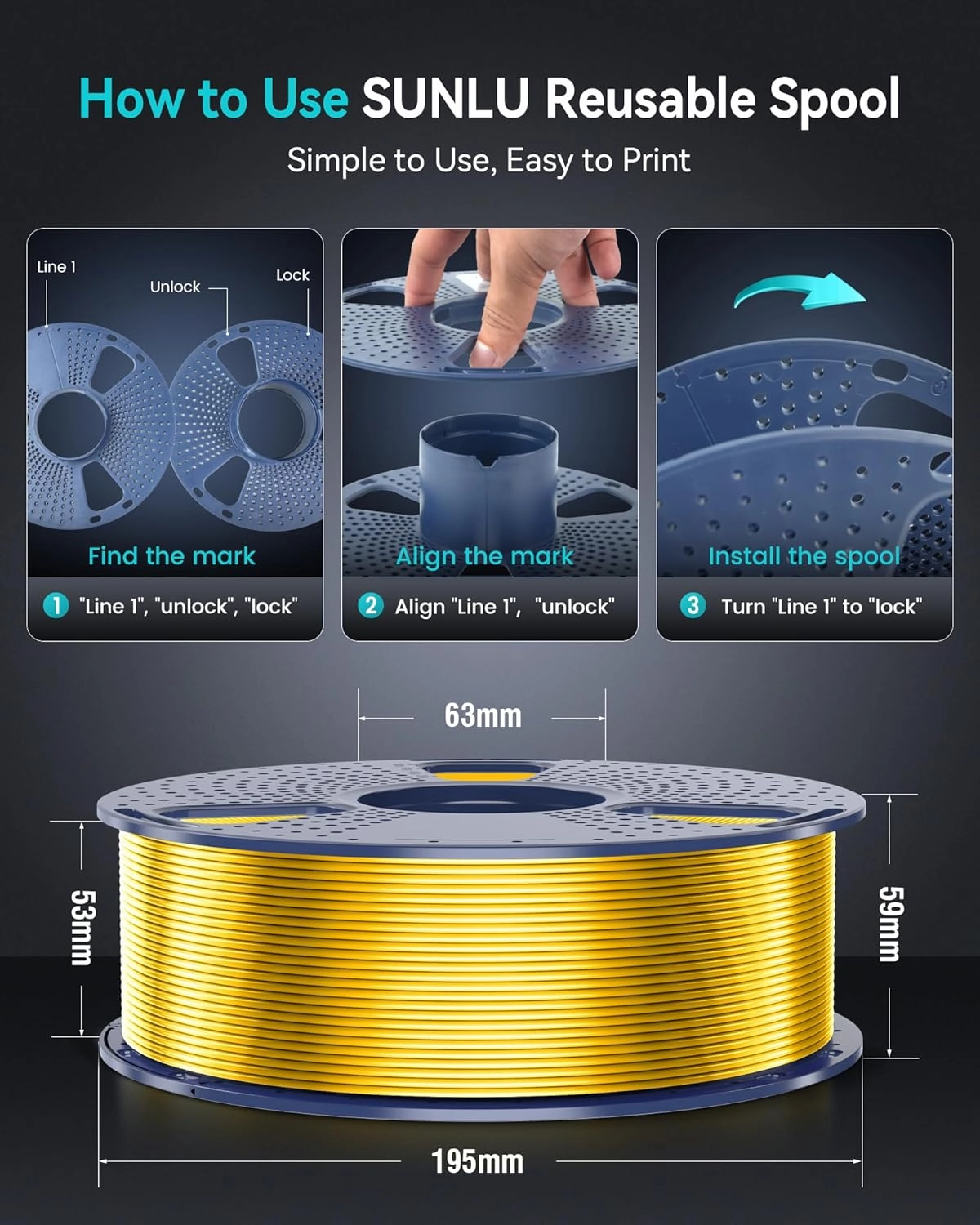 SUNLU 3D Printer Silk Filament,Shiny Silk PLA Filament 1.75mm, Smooth Silky Surface, Great Easy to Print for 3D Printers, Dimensional Accuracy  /- 0.02mm, Silk Silver 1KG
