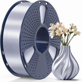 SUNLU 3D Printer Silk Filament,Shiny Silk PLA Filament 1.75mm, Smooth Silky Surface, Great Easy to Print for 3D Printers, Dimensional Accuracy  /- 0.02mm, Silk Silver 1KG