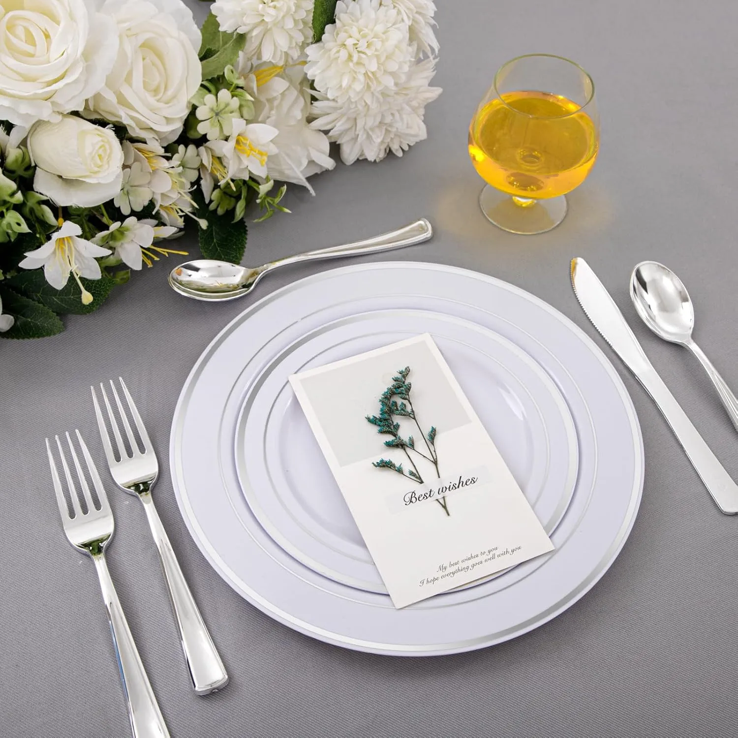 Supernal 360pcs Plastic Silverware Heavy Duty, Silver Plastic Silverware,Plastic Silverware Sets for Parties,Plastic Forks and Spoons,Party Plastic Flatware Suit for Weddings, Birthday Parties