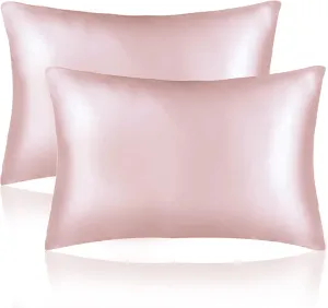 Sutuo Home Silk Pillowcase 2 Pack 100% Mulberry Silk Pillow Cases for Hair and Skin Grade 6A Both Sides 19 Momme Natural Real Silk Zipper Gift Pillow Cover for Girl's Sleep Standard 20"x26" Pale Pink