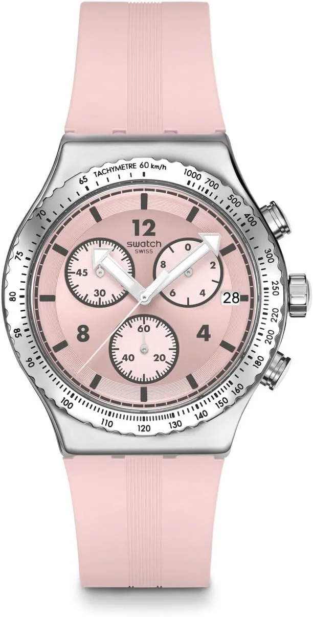 Swatch Unisex Casual Watch Pink Stainless Steel Quartz POPPINGLY Pink