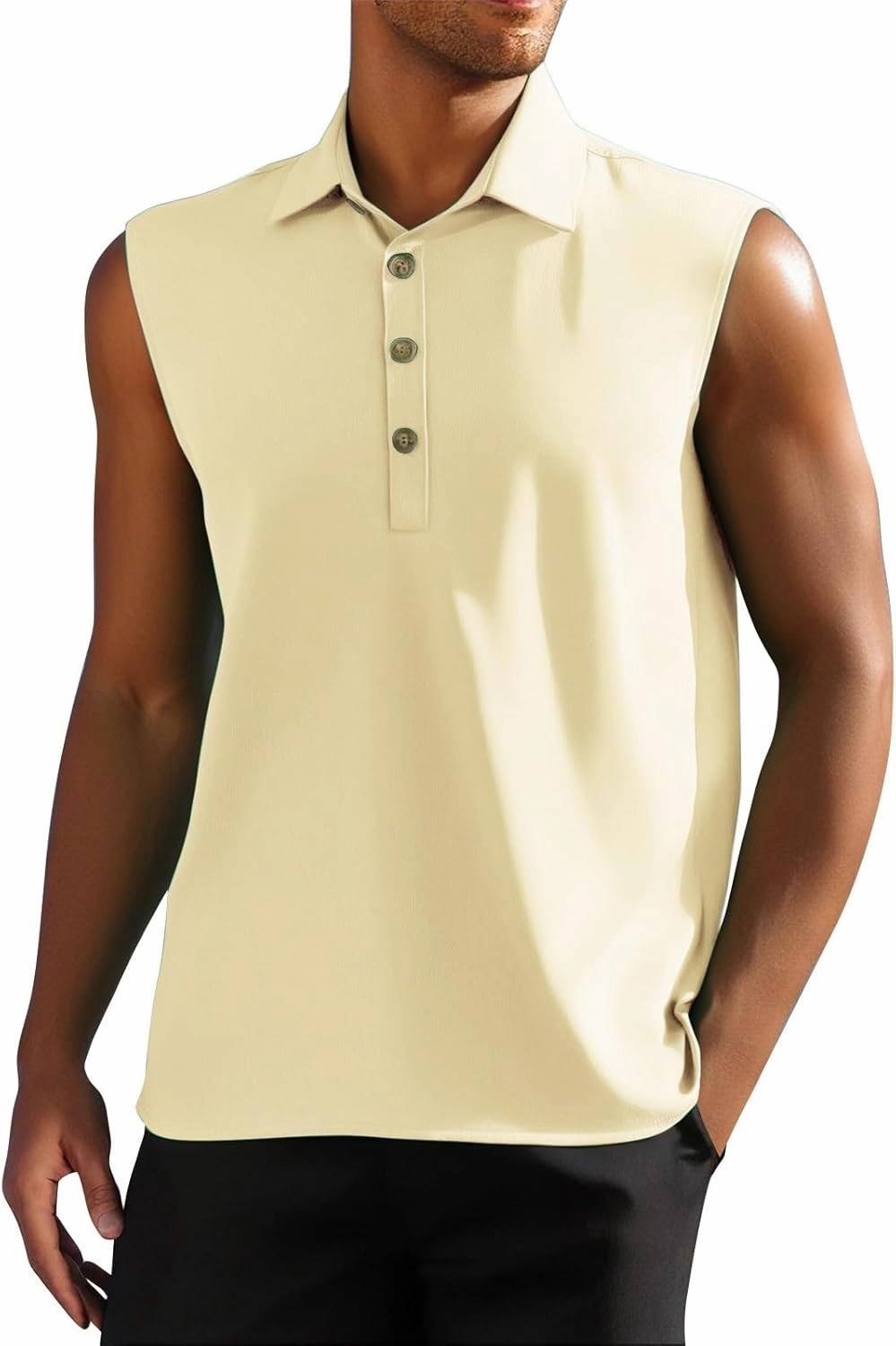 Tank Tops Men Sleeveless Summer Beach Casual Button Up Muscle Linen Cotton Loose Fit Undershirts Gym Big and Tall Vest