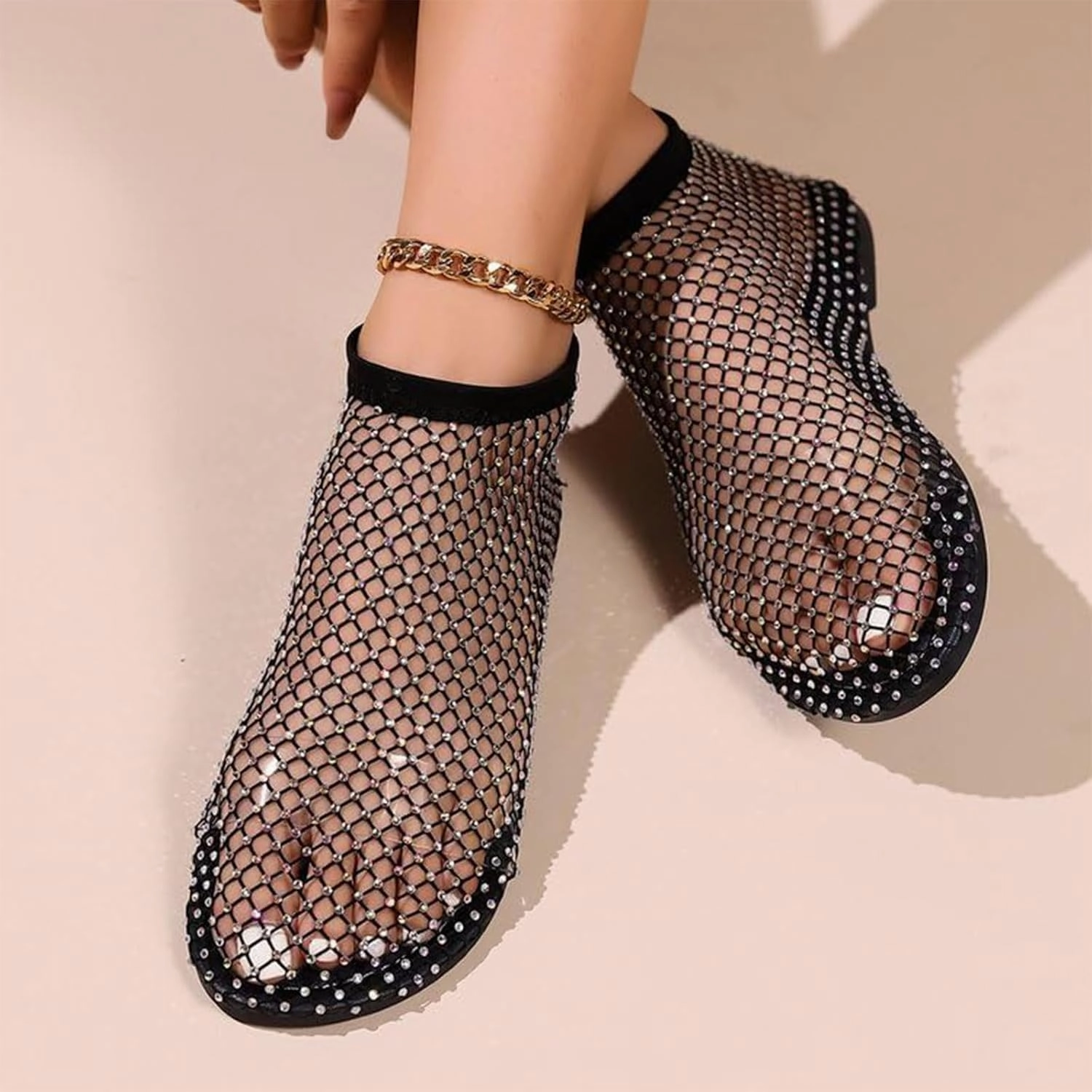 Tarz Kiz Sparkly Women Shoes, Ultra Comfortable Shiny Gem Mesh Flats, Glittery Stretchy Net Shoes, Ultra Comfortable Shiny Gem Mesh Flats
