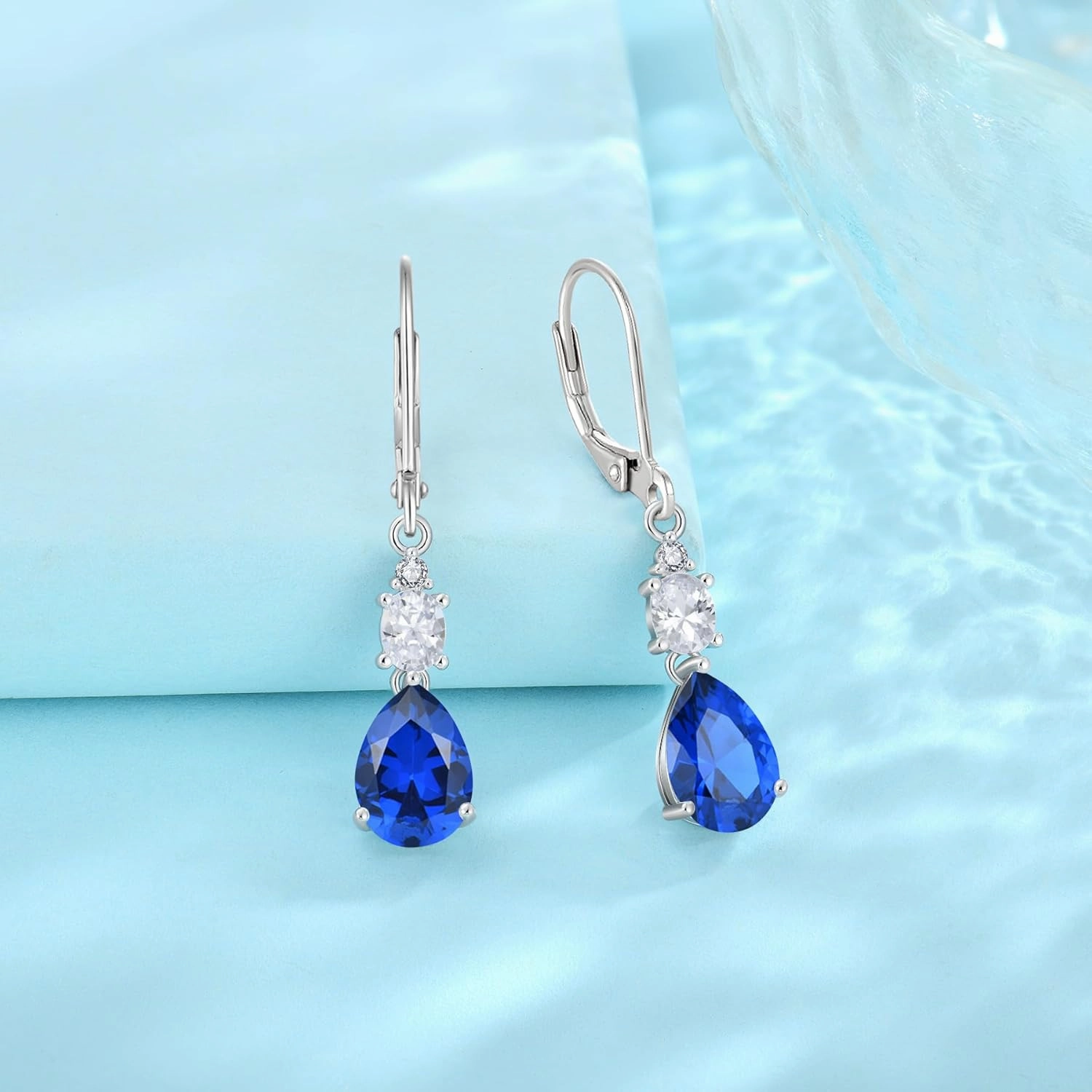 Teardrop Leverback Earrings 925 Sterling Silver Oval Dangle Drop Earrings Birthstone Jewelry Gifts for Women