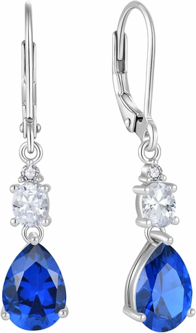 Teardrop Leverback Earrings 925 Sterling Silver Oval Dangle Drop Earrings Birthstone Jewelry Gifts for Women