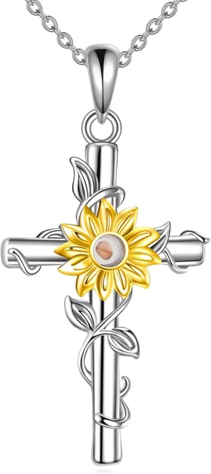 TIGER RIDER 925 Sterling Silver Cross Necklace for Women Butterfly Hummingbird Pendant Sisters Necklace Mustard Seed Necklace Christian Jewelry Gifts for Mom Wife