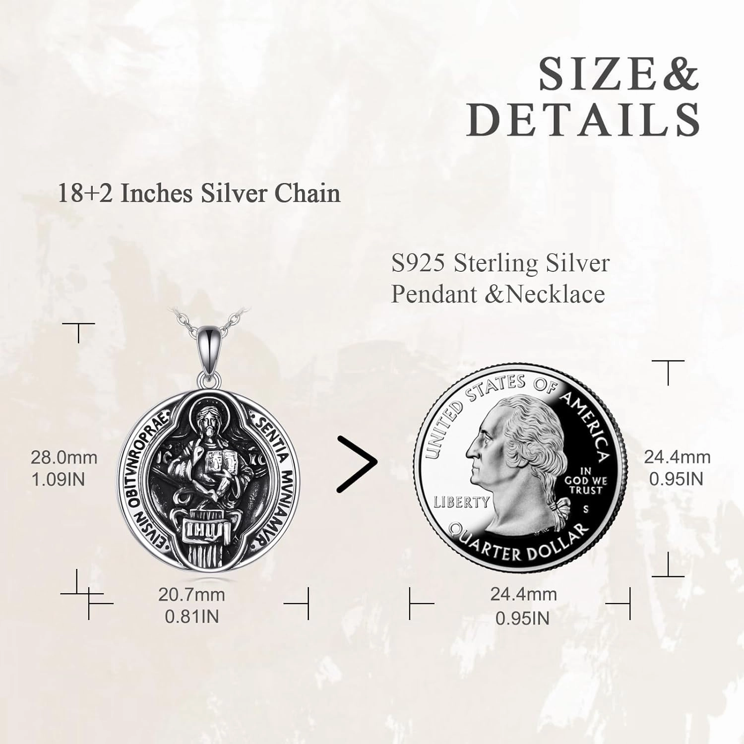 TIGER RIDER 925 Sterling Silver Saint Religious Necklace for Men Patron Saint Medal Necklace Amulet Protect Us Medal Pendant Necklace Christian Jewelry Birthday Christmas Gifts for Women Men
