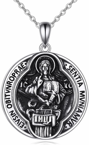 TIGER RIDER 925 Sterling Silver Saint Religious Necklace for Men Patron Saint Medal Necklace Amulet Protect Us Medal Pendant Necklace Christian Jewelry Birthday Christmas Gifts for Women Men
