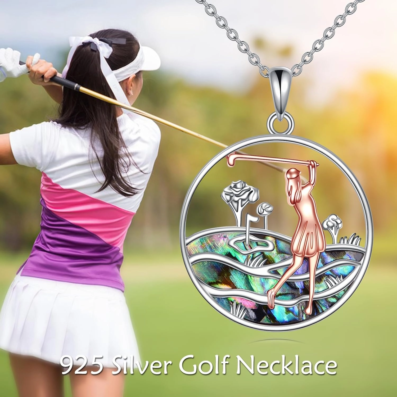TIGER RIDER Sports Necklace for Women Sterling Silver Golf Soccer Heart Baseball Pendant Necklace Jewelry Gifts Birthday Holiday Gifts for Men Player Sports Fan