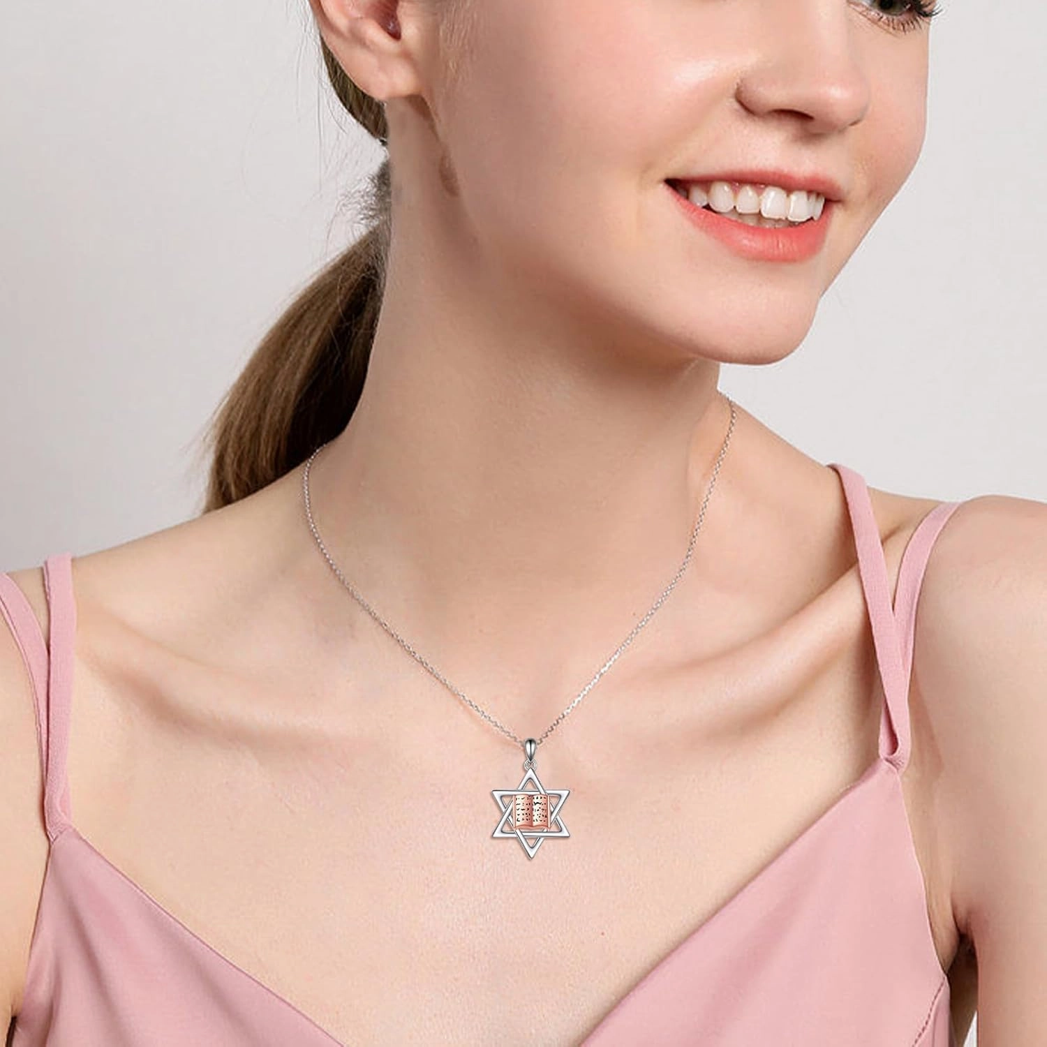 TIGER RIDER Star of David Necklace Sterling Silver Chai Jewish Jewelry for Women Men