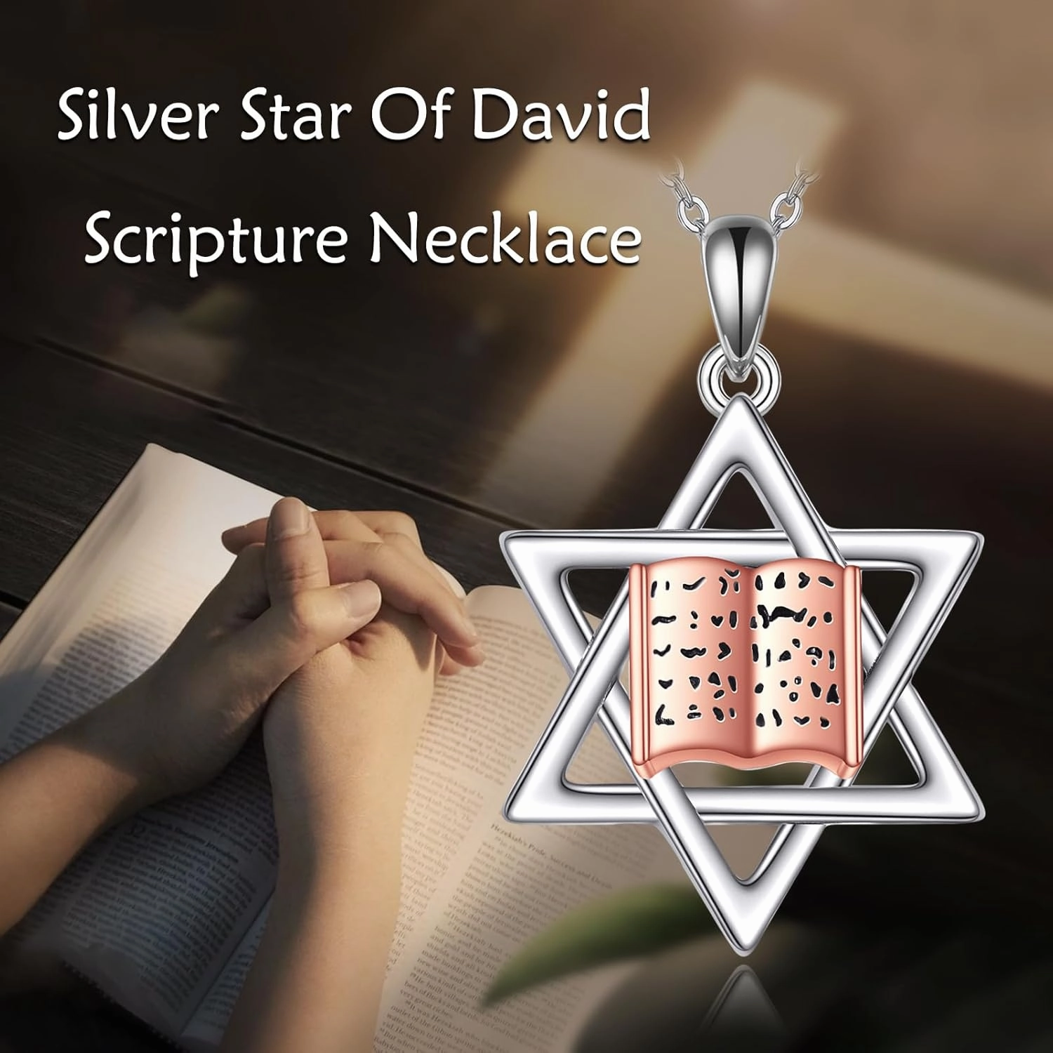 TIGER RIDER Star of David Necklace Sterling Silver Chai Jewish Jewelry for Women Men