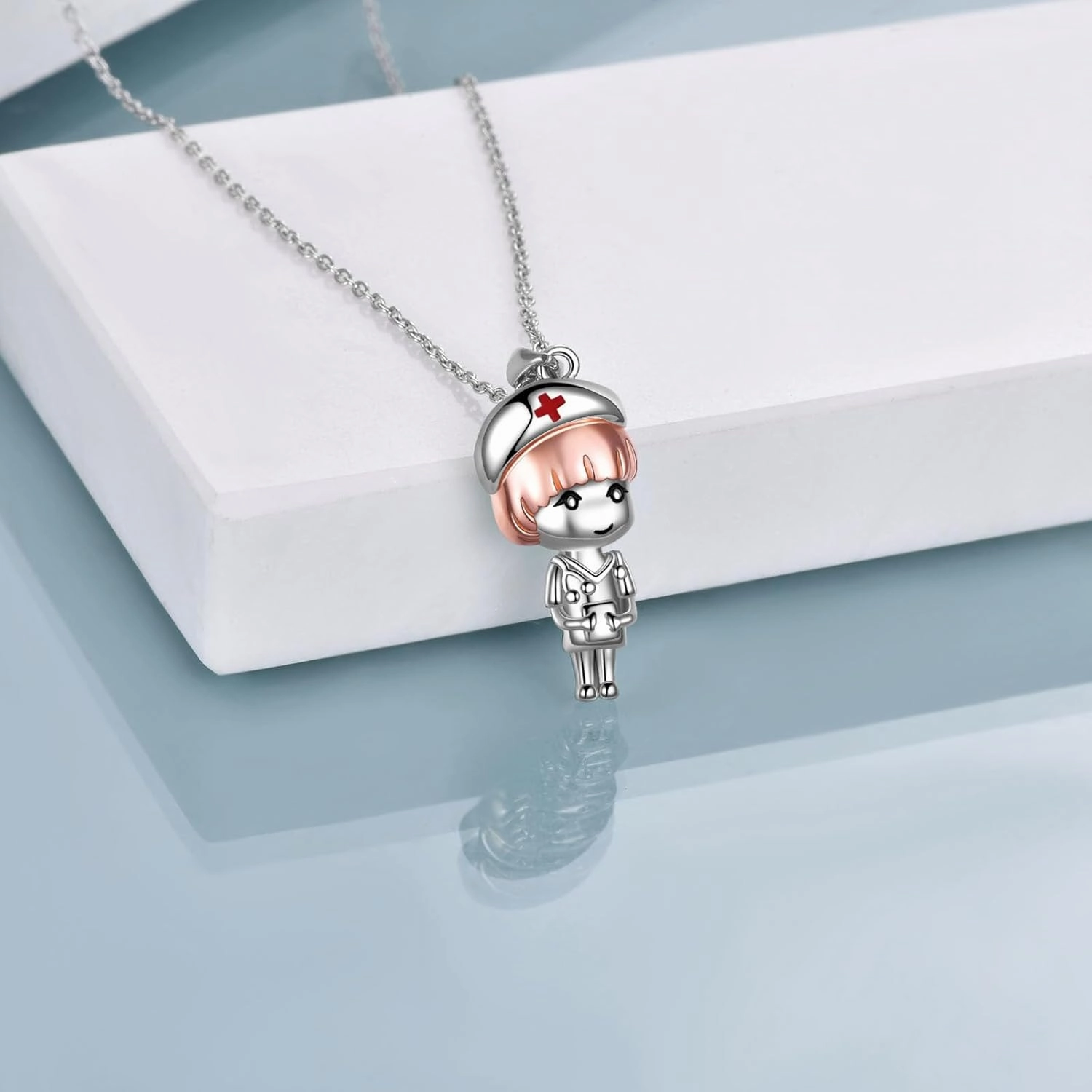 TIGER RIDER Sterling Silver Nurse Necklace for Women Nursing Student Pendant Necklace Medical Assistant Graduation Christmas Birthday Jewelry Gifts for Nurse Doctor