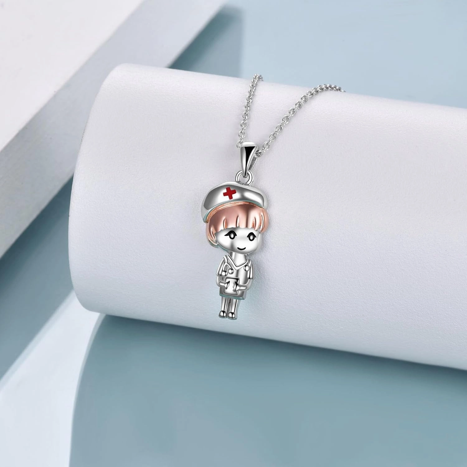TIGER RIDER Sterling Silver Nurse Necklace for Women Nursing Student Pendant Necklace Medical Assistant Graduation Christmas Birthday Jewelry Gifts for Nurse Doctor