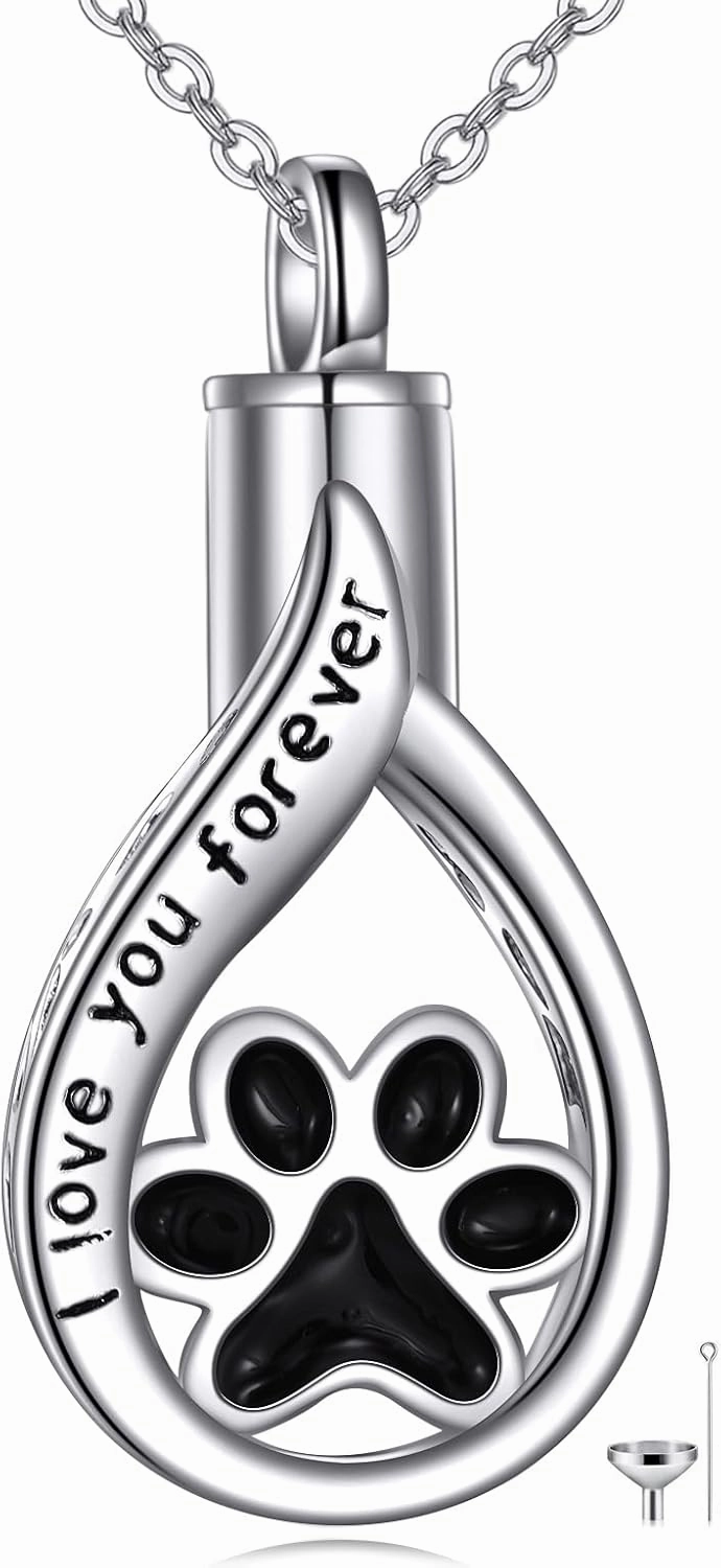 TIGER RIDER Urn Necklace for Ashes Sterling Silver Teardrop Urn Necklace Paw Cremation Pendant Keepake Funeral Necklace Jewelry Birthday Gifts for Women Wife Mother