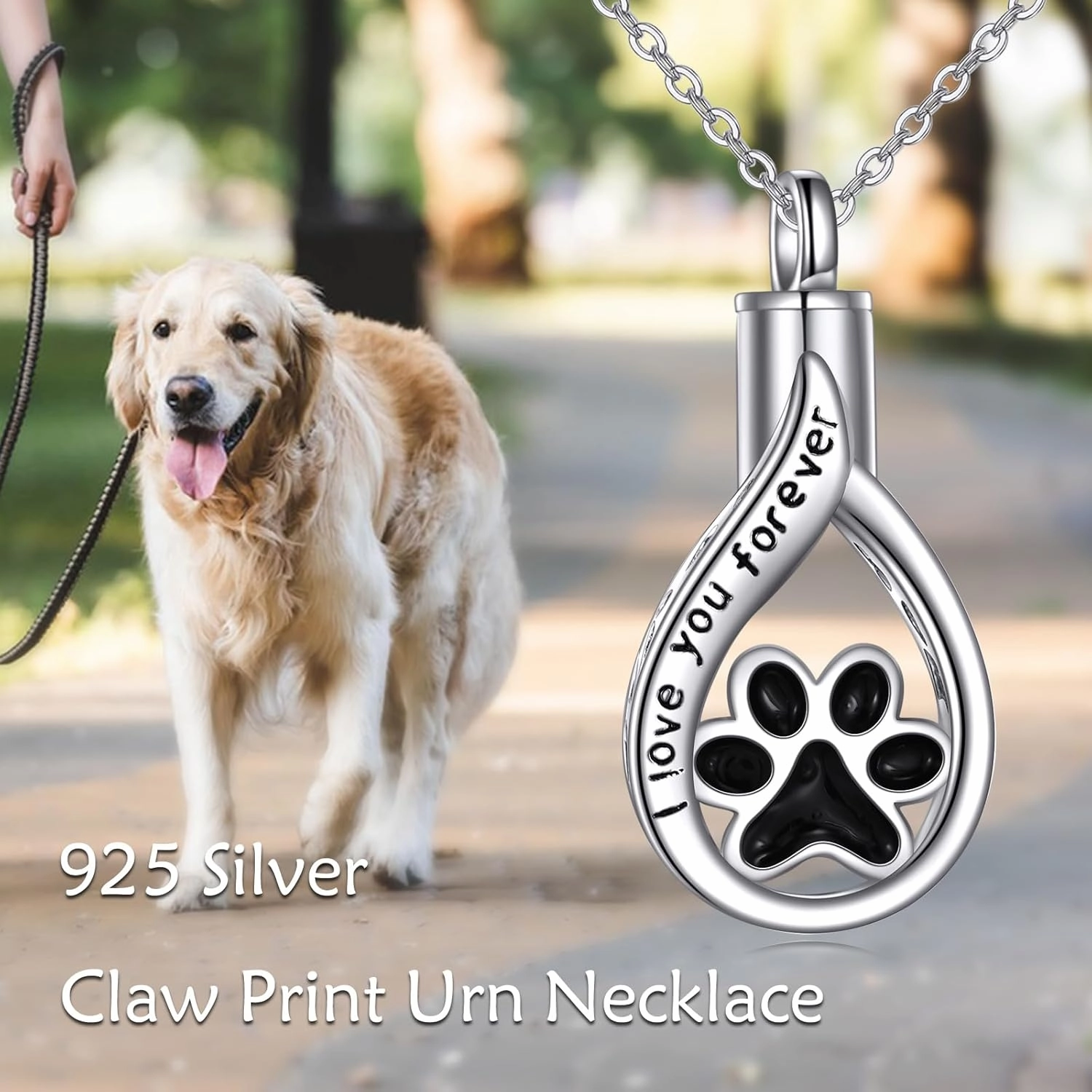 TIGER RIDER Urn Necklace for Ashes Sterling Silver Teardrop Urn Necklace Paw Cremation Pendant Keepake Funeral Necklace Jewelry Birthday Gifts for Women Wife Mother