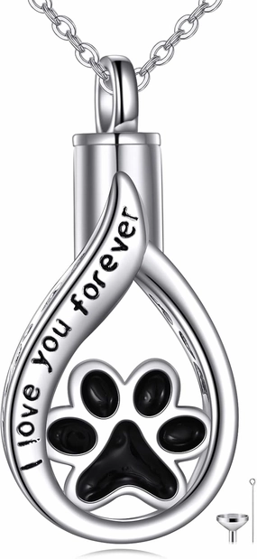 TIGER RIDER Urn Necklace for Ashes Sterling Silver Teardrop Urn Necklace Paw Cremation Pendant Keepake Funeral Necklace Jewelry Birthday Gifts for Women Wife Mother