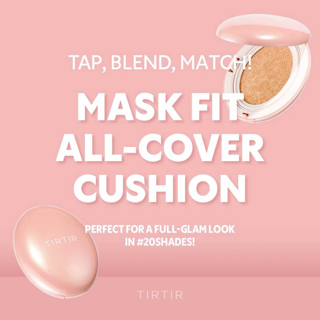 TIRTIR Mask Fit All Cover Pink Cushion Foundation | High coverage, Velvety Matte Finish, Lightweight, Flawless, Corrects Redness, Korean Cushion (#33N Macchiato, Full Size, 0.63 Fl Oz)