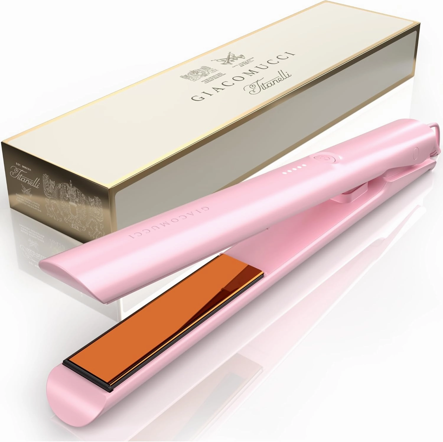 Titanelli 2 in 1 Titanium Hair Straightener and Curler | 100% Pure Ti-Thermal Technology Flat Iron | 1-Inch Professional Styling | Available in Black, Gold, and Pink (Pink)