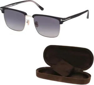 Tom Ford FT0997-H HUDSON-02 Square Shape Sunglasses   Bundle With eSHADES Eyewear Cleaning Kit