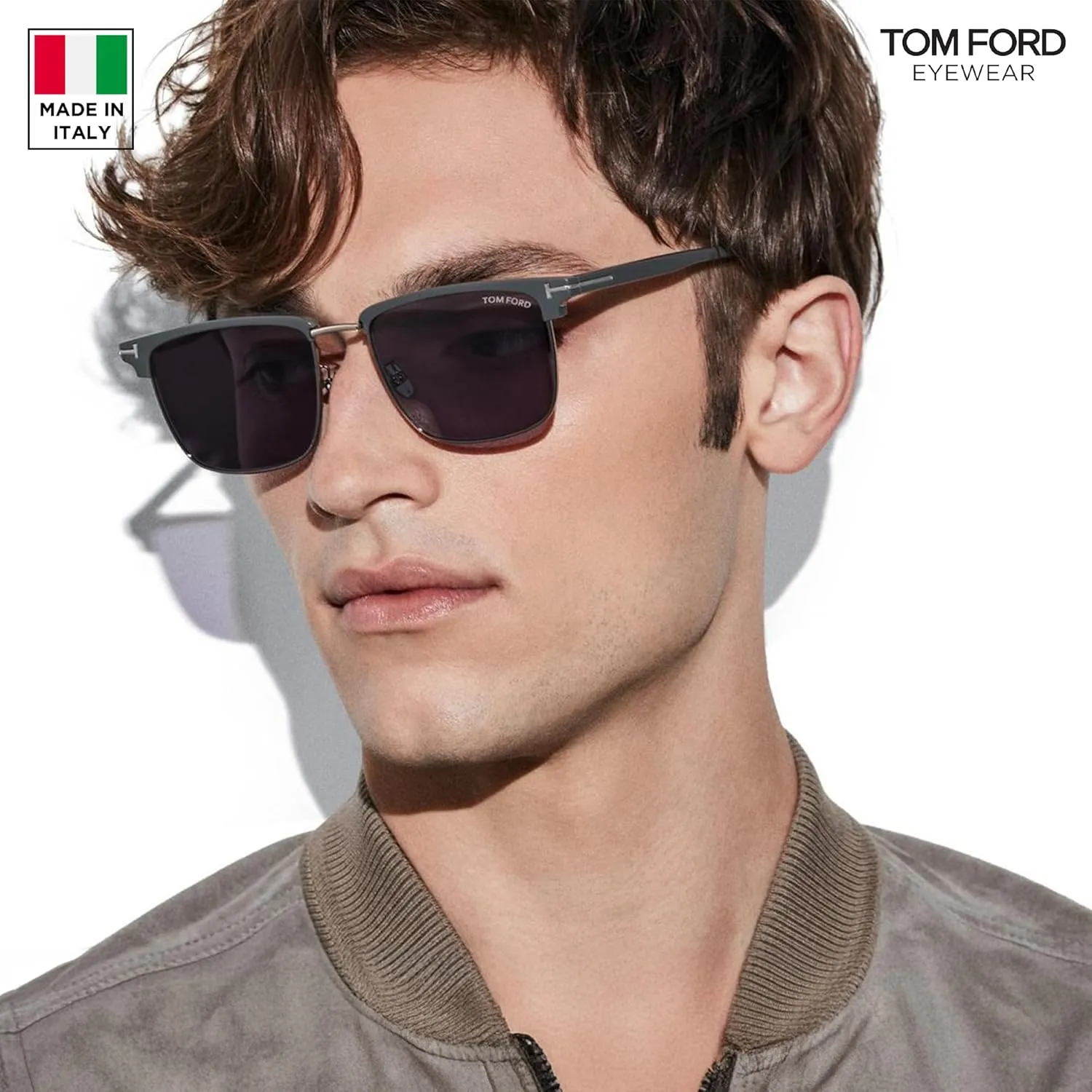 Tom Ford FT0997-H HUDSON-02 Square Shape Sunglasses   Bundle With eSHADES Eyewear Cleaning Kit