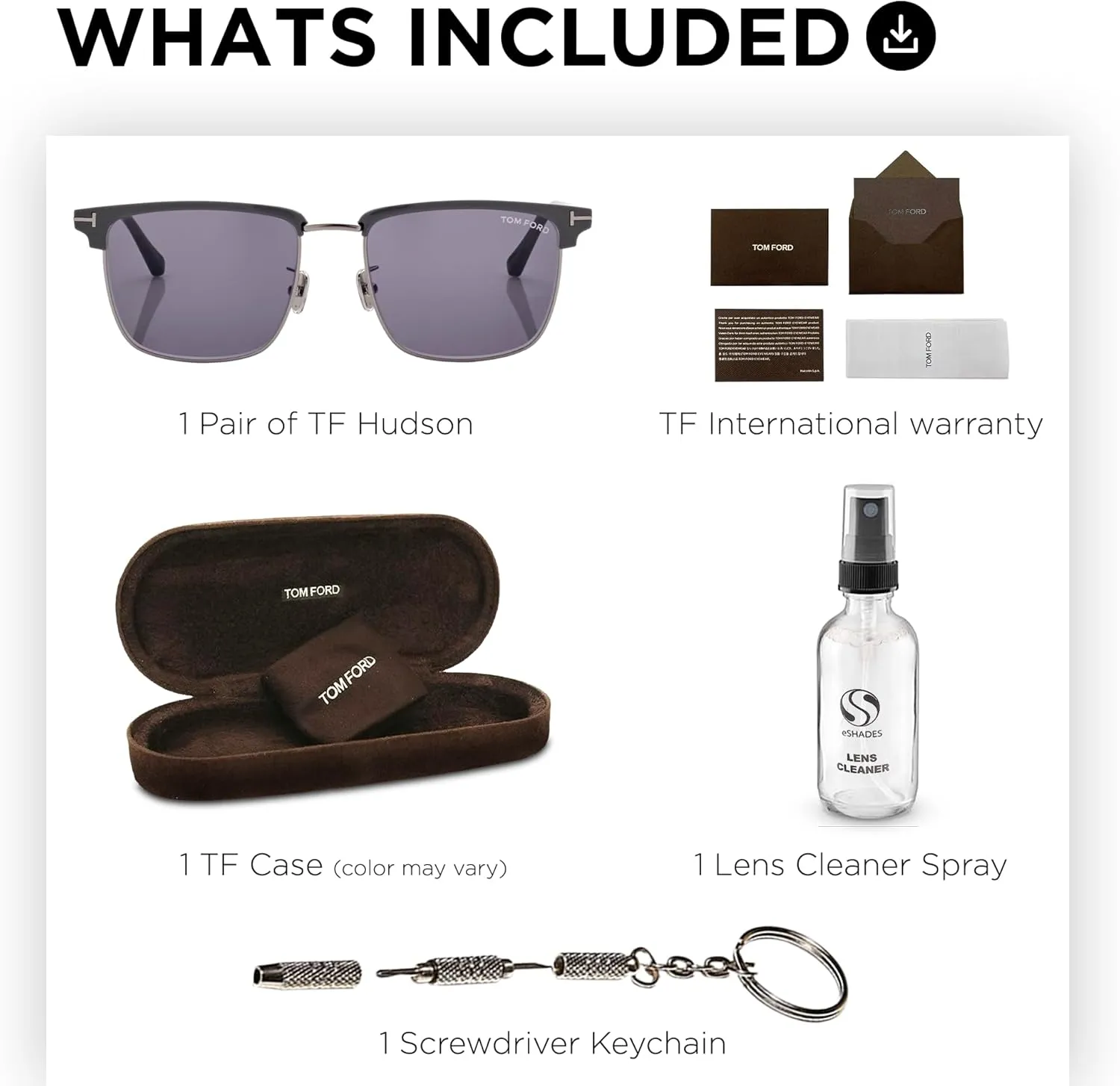 Tom Ford FT0997-H HUDSON-02 Square Shape Sunglasses   Bundle With eSHADES Eyewear Cleaning Kit