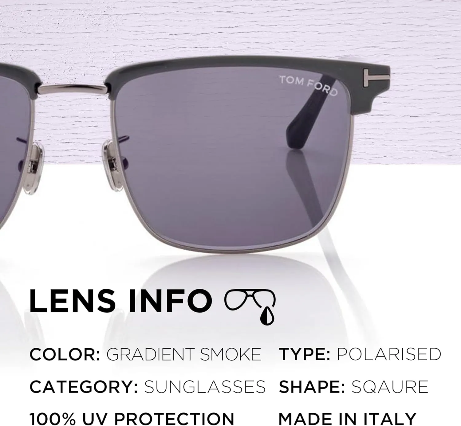 Tom Ford FT0997-H HUDSON-02 Square Shape Sunglasses   Bundle With eSHADES Eyewear Cleaning Kit