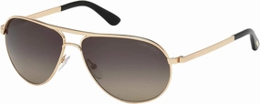 Tom Ford 0144 28D Silver 0144s Aviator Sunglasses Polarised Lens Category 3, Shiny Rose Gold, 58-13-140