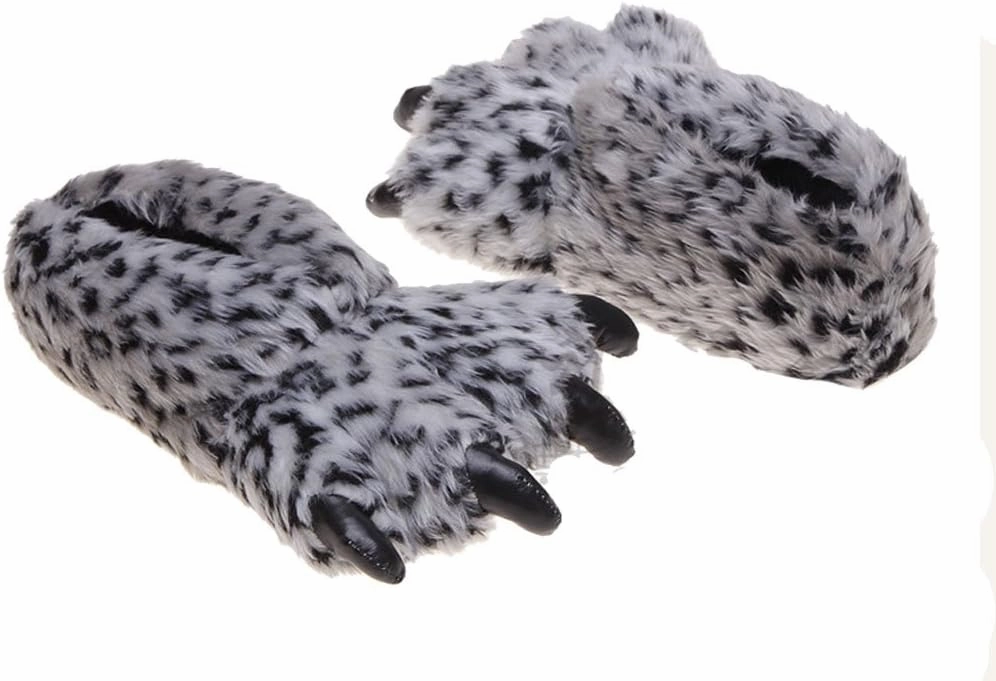 TONWHAR Grizzly Bear Paw Wool Leopard-print Slippers Cartoon Warm Slipper