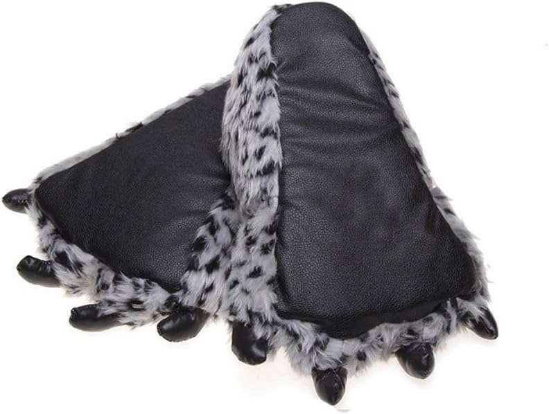 TONWHAR Grizzly Bear Paw Wool Leopard-print Slippers Cartoon Warm Slipper