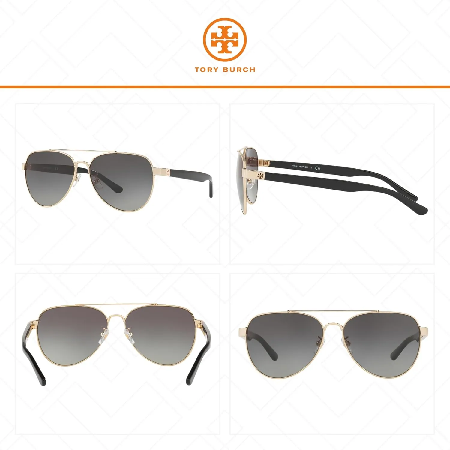 Tory Burch TY6070 Aviator Sunglasses For Women   BUNDLE with Designer iWear Eyewear Care Kit