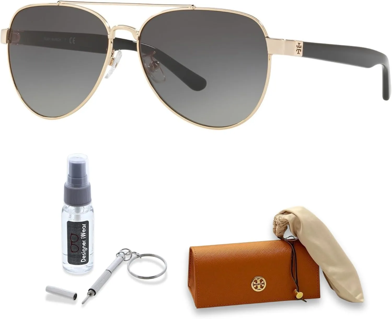 Tory Burch TY6070 Aviator Sunglasses For Women   BUNDLE with Designer iWear Eyewear Care Kit