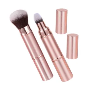 Travel Makeup Brush Holder with Lid Portable Foundation Blush Brush Set Retractable Double-ended for Women
