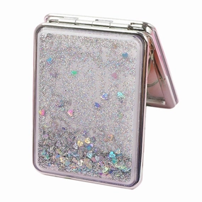 Travel Compact Double Sided Makeup Mirror Portable Folding Mirror, Silver, Square
