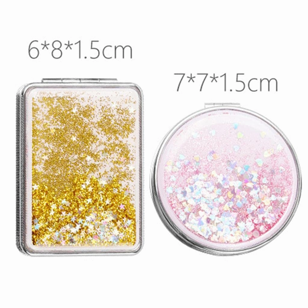 Travel Compact Double Sided Makeup Mirror Portable Folding Mirror, Silver, Square