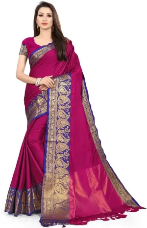 TreegoArt Women's Wear Ora Silk Traditional Indian Ethnic Saree With Blouse Piece -(RIC-1006)