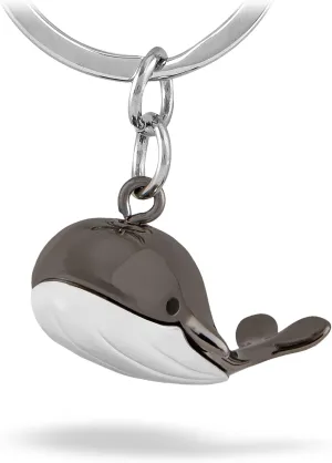 Troika JACK POTT – KR18-17/GM – Keyring – Whale, sperm whale, sea, marine mammals – cast metal– shiny – chrome plated – gunmetal grey, silver original
