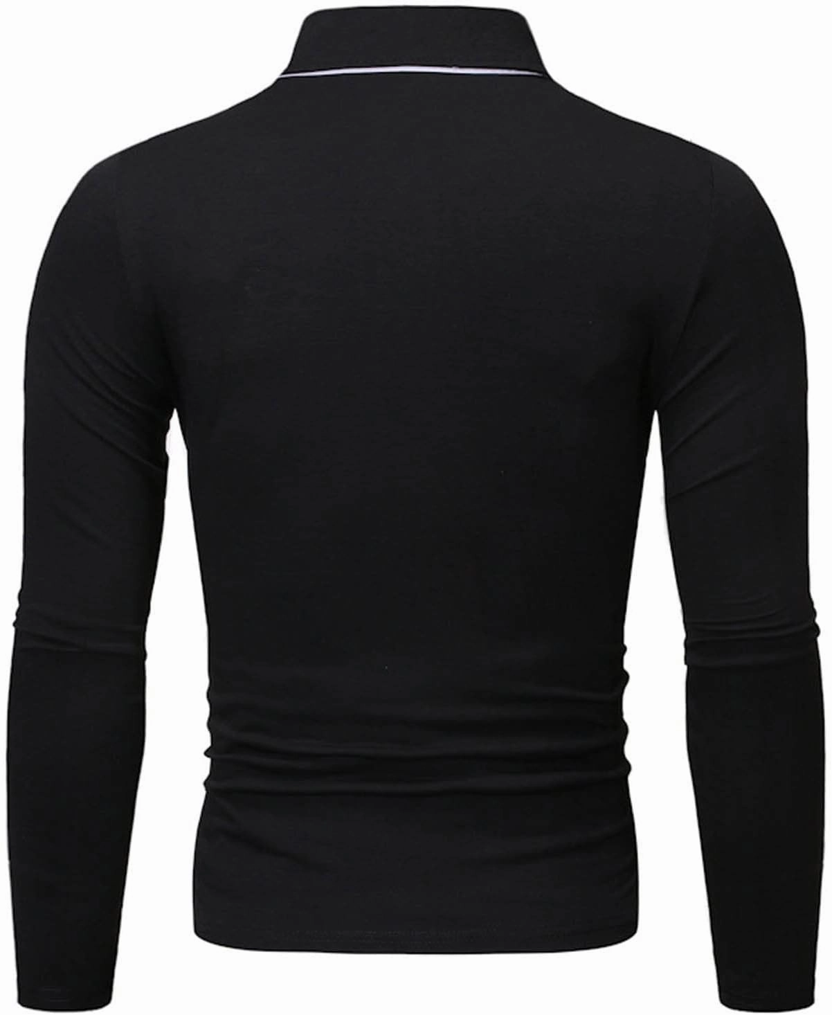 Tshirts Shirts for Men Regular Fit Long Sleeve Cotton Polo Tee Causal Stylish Solid Button Down Muscle Shirt 2023
