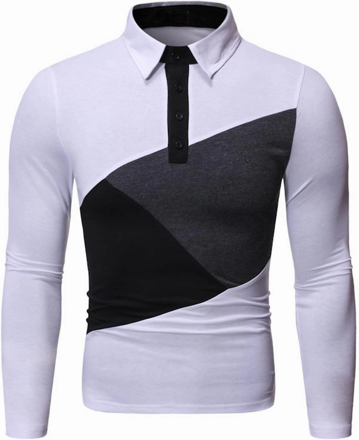 Tshirts Shirts for Men Regular Fit Long Sleeve Cotton Polo Tee Causal Stylish Solid Button Down Muscle Shirt 2023