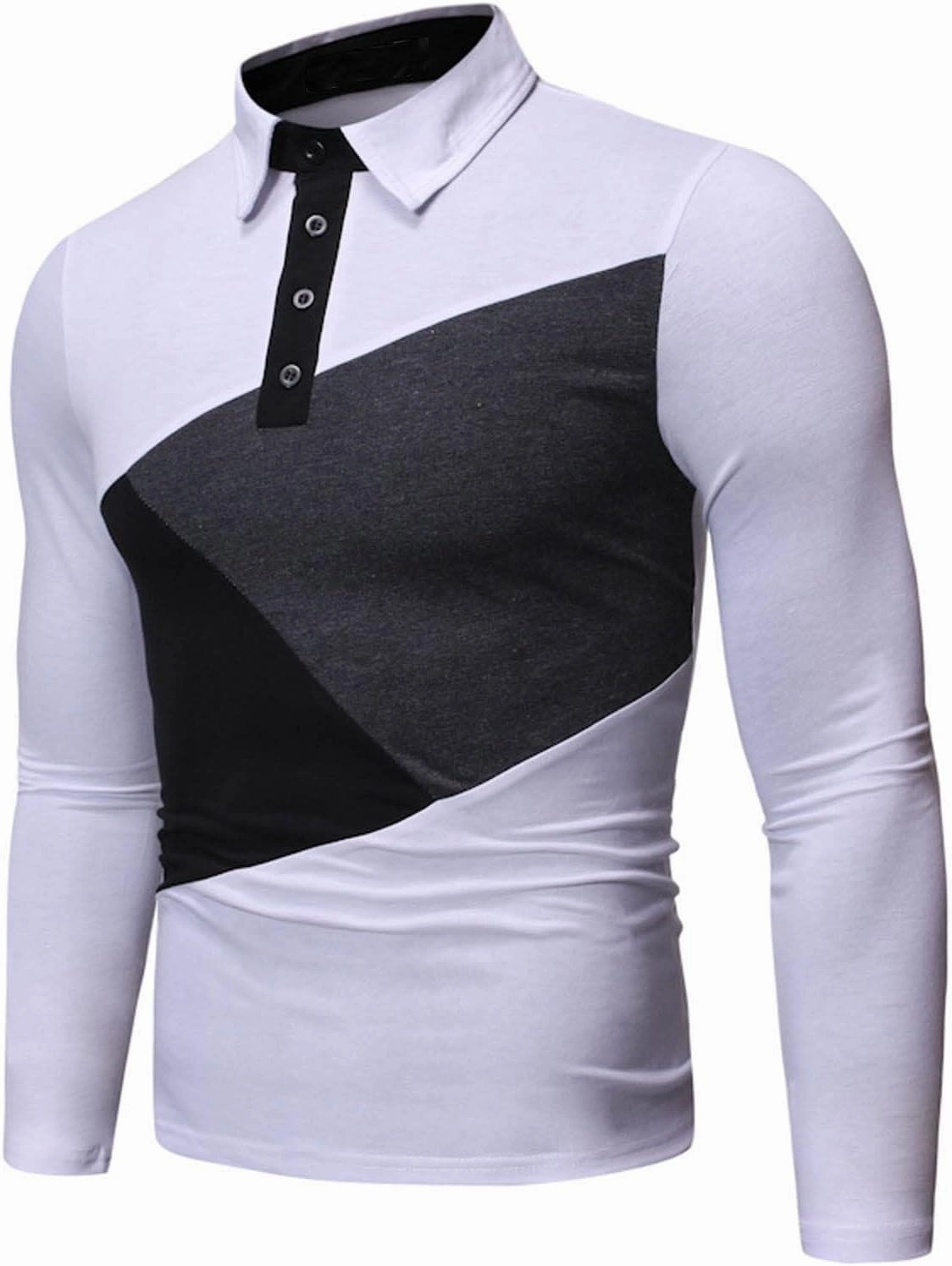 Tshirts Shirts for Men Regular Fit Long Sleeve Cotton Polo Tee Causal Stylish Solid Button Down Muscle Shirt 2023