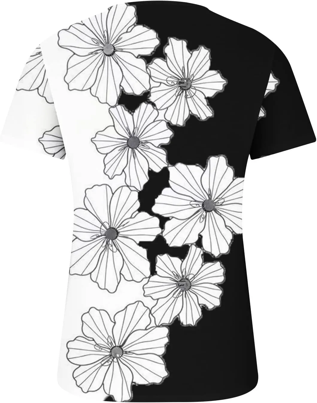 Tunic Tops for Women Trendy Summer Casual Short Sleeve Half Button Floral Blouses Hide Belly Loose Fitting Shirts