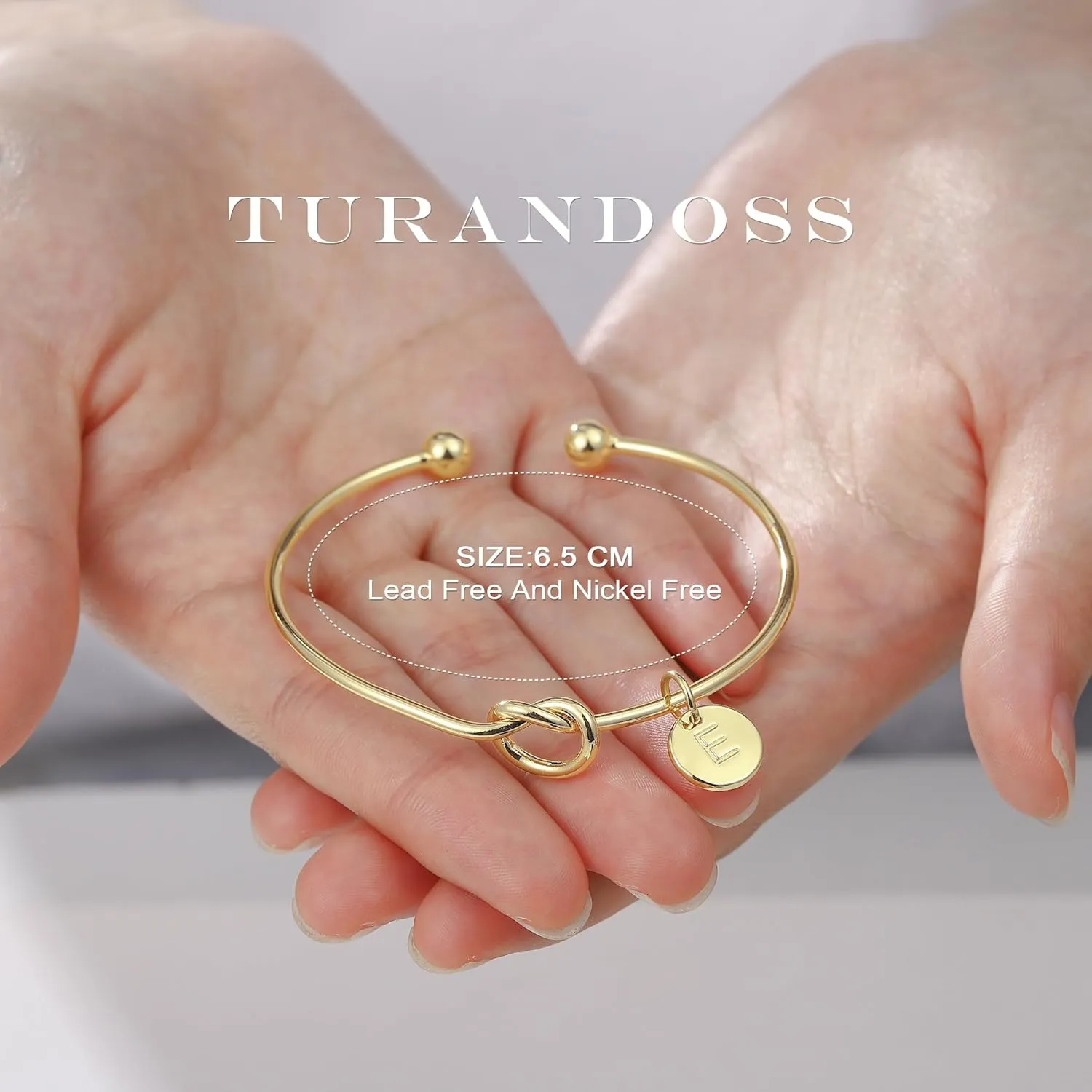 Turandoss Gold Initial Bracelets for Women - Dainty Gold Knot Letter A-Z Initial Bracelet for Women, Personalized Cuff Bangle Bracelet for Women, Gold Jewelry for Women