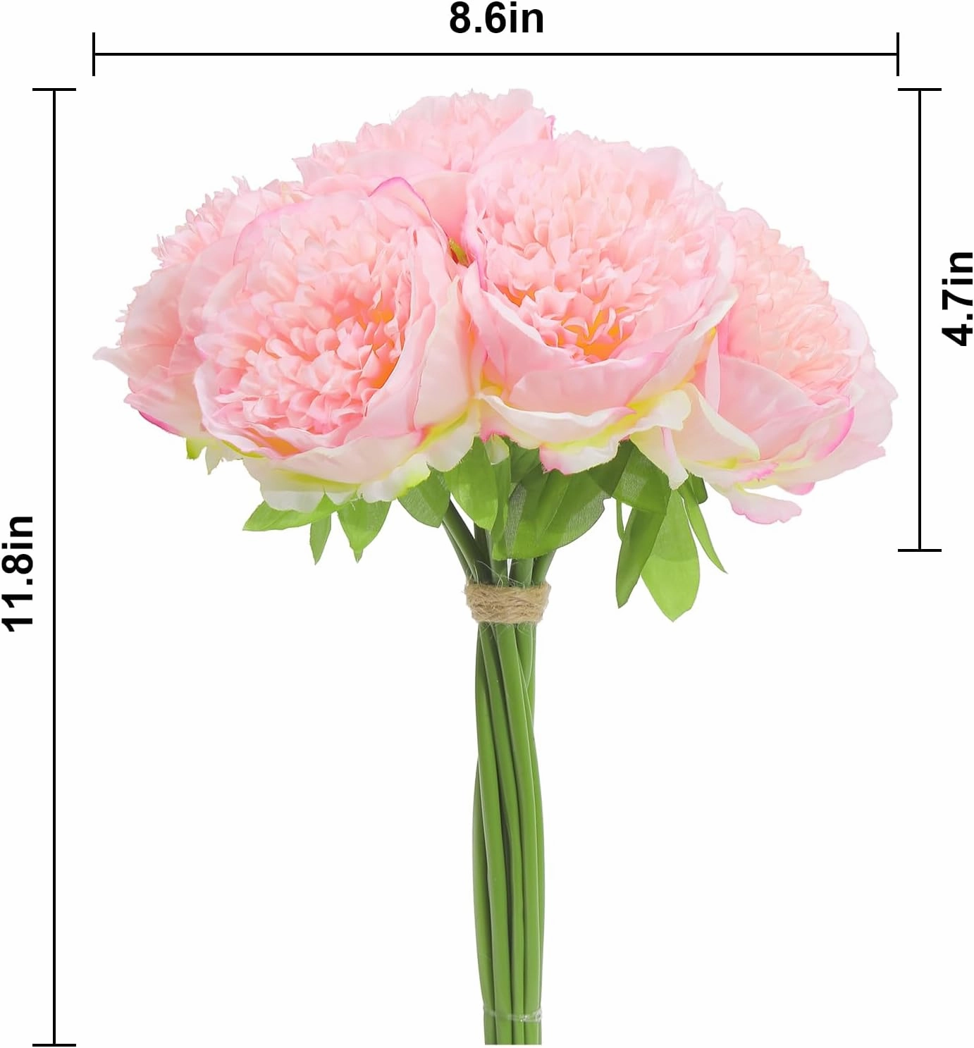 U'Artlines 20 Heads Artificial Peony Silk Flower Leaf Home Office Wedding Party Festival Bar Decor (Pink)