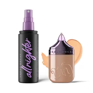 Urban Decay Waterproof Natural Matte Foundation & Setting Spray Bundle - Face Bond Foundation (10 Light Neutral) Medium Coverage - All Nighter Waterproof Setting Spray (4 Fl Oz) for Smudge-Proof Wear