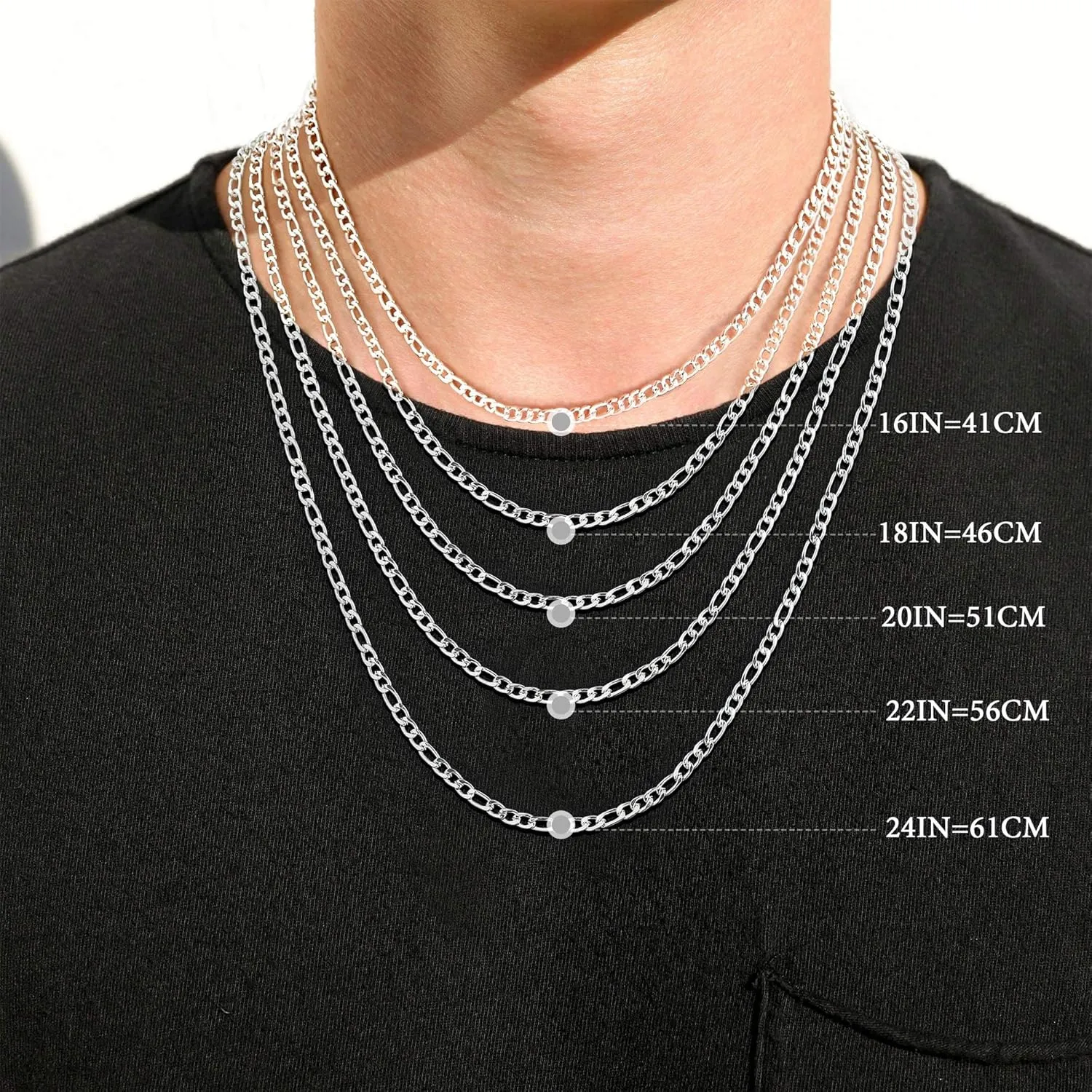 Ursteel S925 Sterling Silver Cross Necklace for Men Women - Stainless Steel Diamond Cut Chain Silver Mens Cross Necklace Jewelry 16-24 Inches