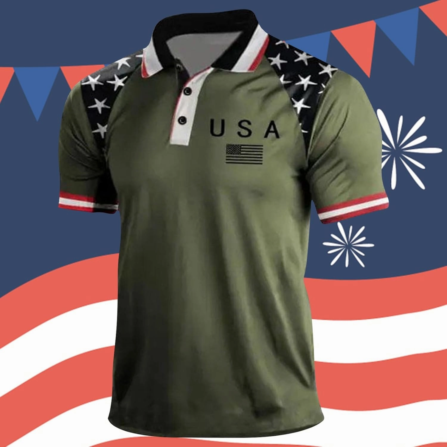 USA Polo Shirt for Men Short Sleeve Patriotic Flag Golf American Funny Shirts Big and Tall America 4Th of July Tshirts