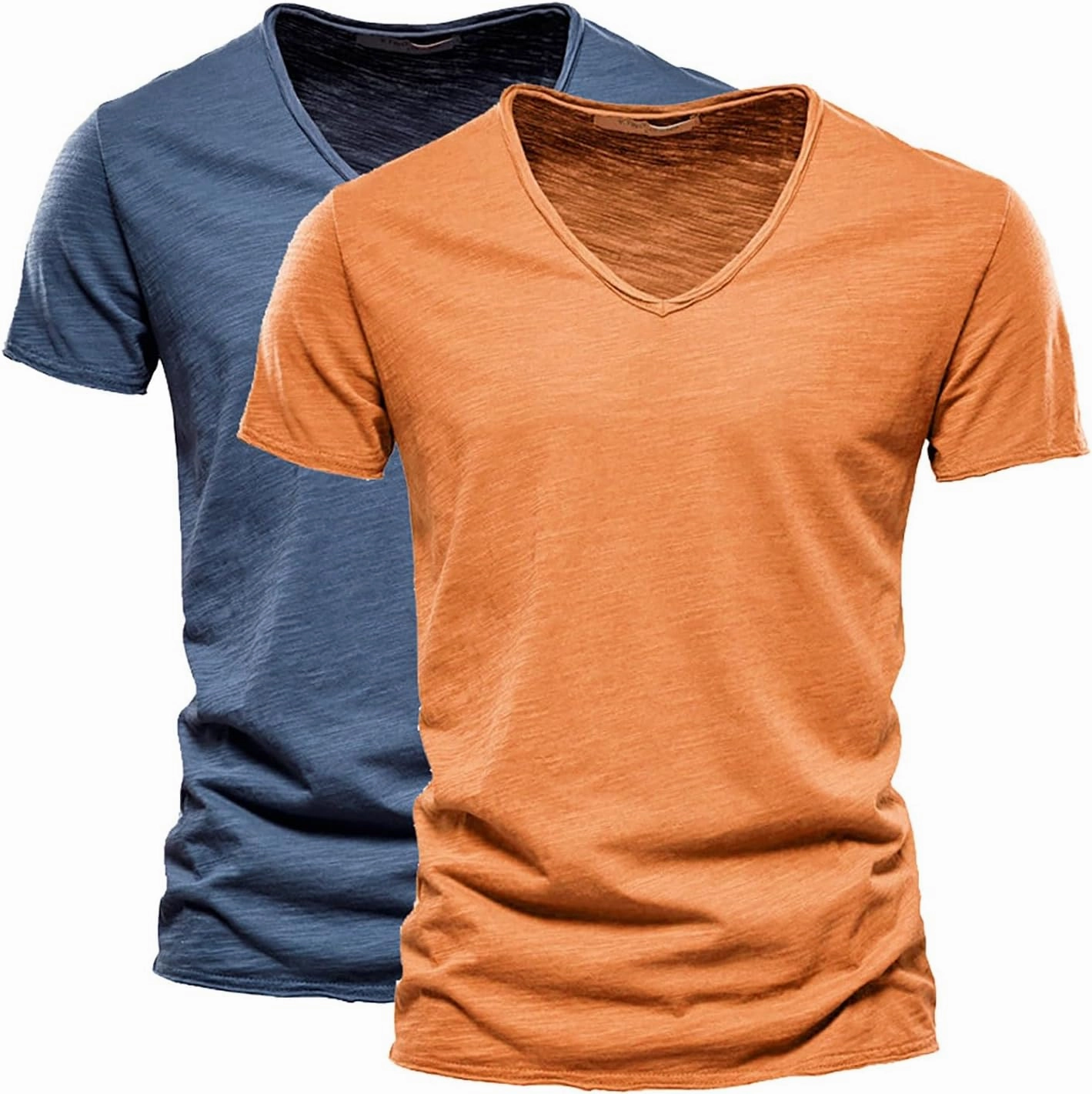 V Neck Shirts for Men Cotton Short Sleeve 2 Pc Dry Fit Casual Summer Fashion T-Shirts Big and Tall Stylish Beach Tshirts