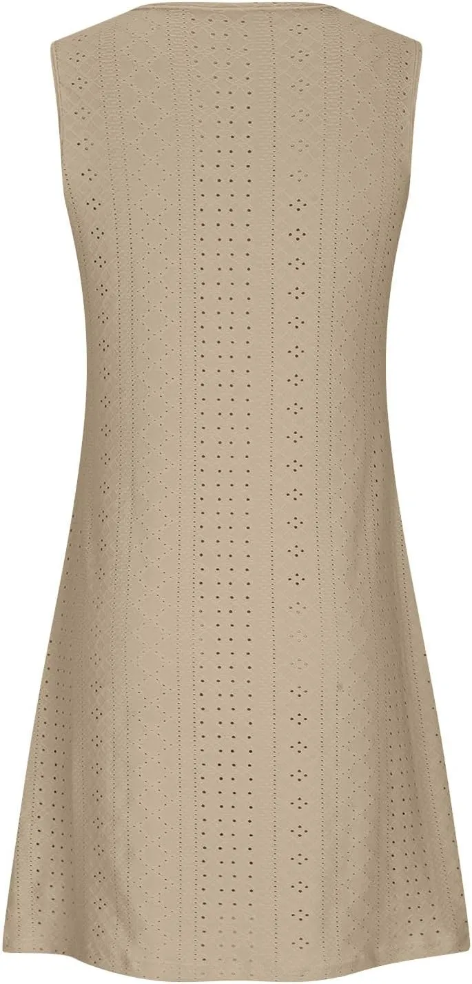 Vacation Dresses for Women 2025 Lightweight Soft Summer Sundresses Casual Cutout Sleeveless Slim Fitted Sun Dresses