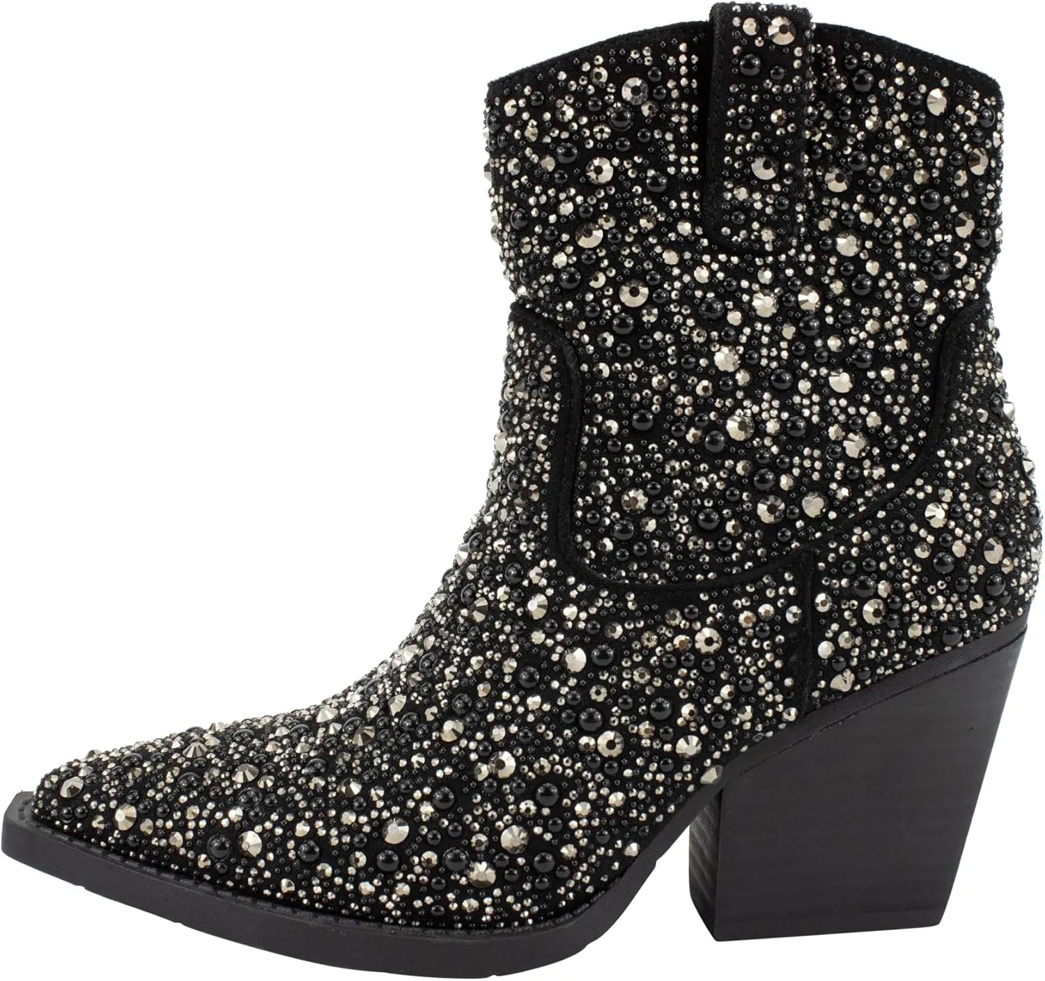 Very G Women’s Kady Pearl Boots | Cowboy Boot for Women with Glitter Accents | Durable, Comfortable, Stylish Shiny Ankle Booties with 3 1/4" Chunky Heel for Special Occasions and Everyday Chic