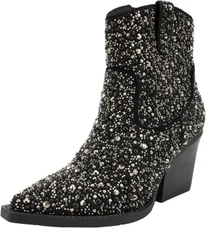 Very G Women’s Kady Pearl Boots | Cowboy Boot for Women with Glitter Accents | Durable, Comfortable, Stylish Shiny Ankle Booties with 3 1/4" Chunky Heel for Special Occasions and Everyday Chic